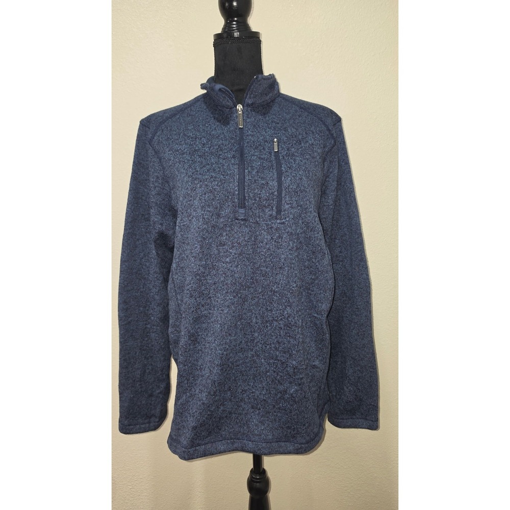 Woolrich Mens Blue Marled Quarter Zip Pullover Sweater HMQ0038S Size L